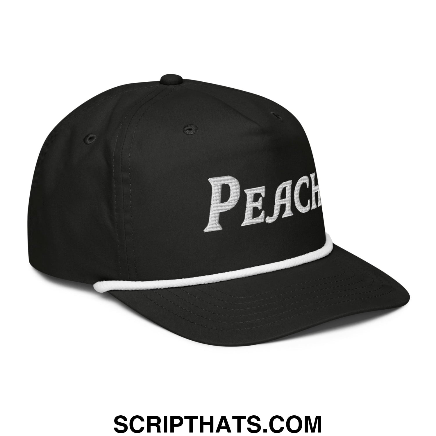Peach Embroidered Golf Rope Hat Black White