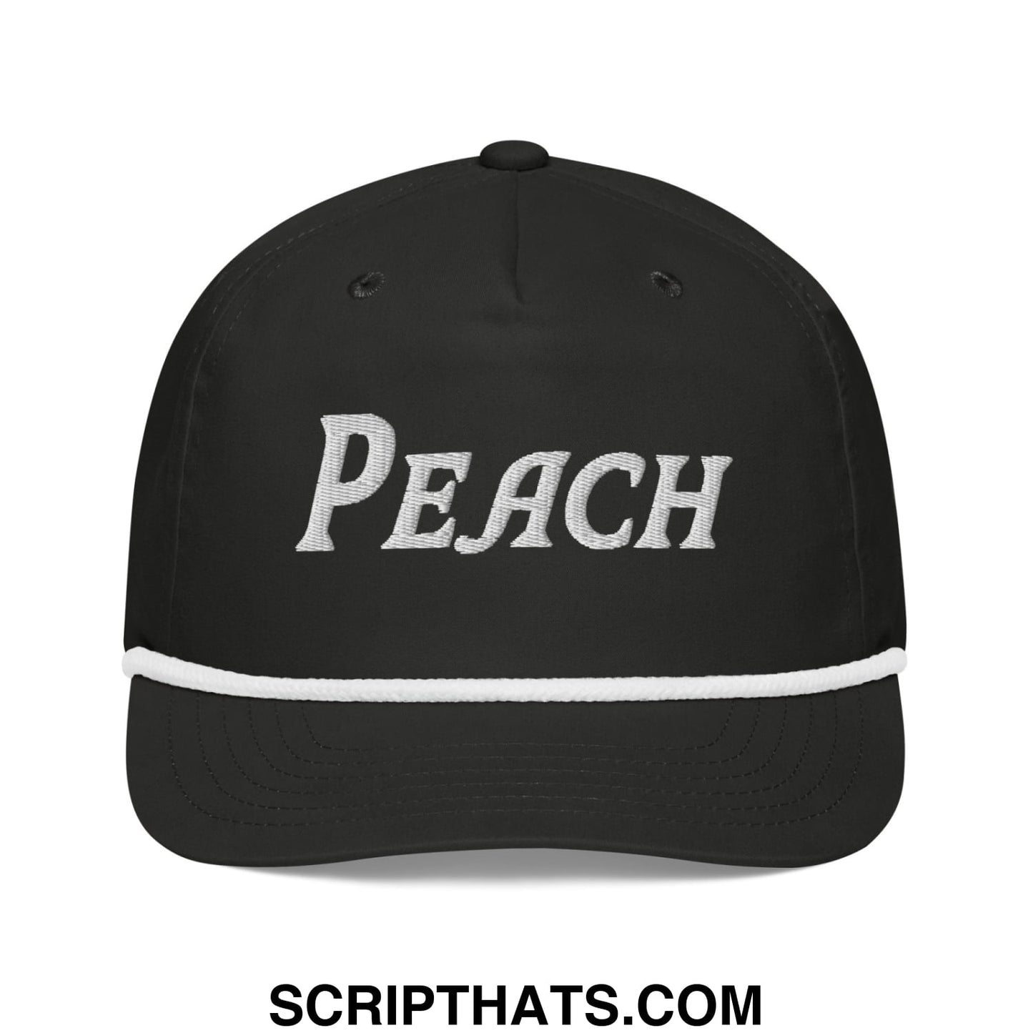 Peach Embroidered Golf Rope Hat Black White