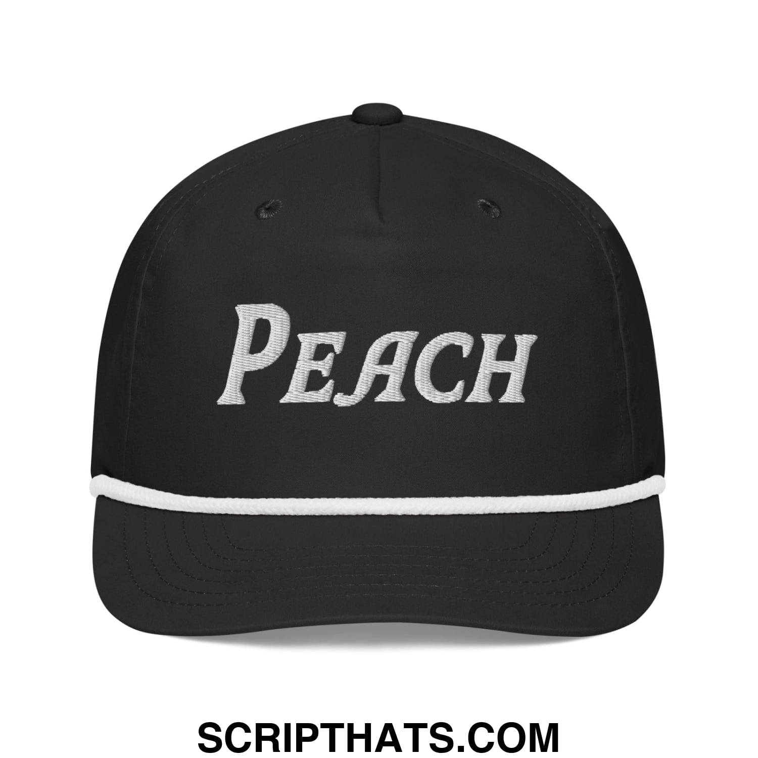 Peach Embroidered Golf Rope Hat Black White