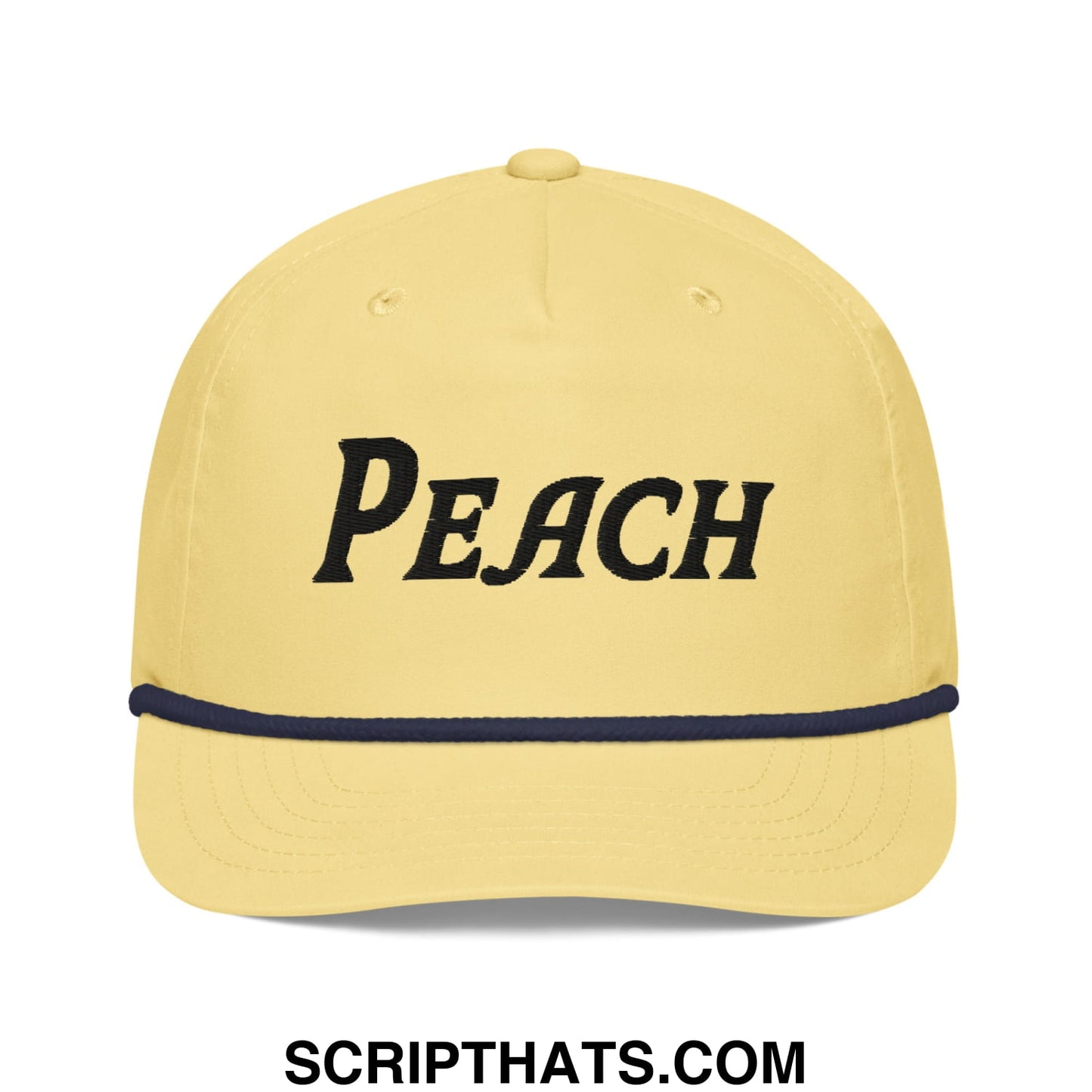 Peach Embroidered Golf Rope Hat Yellow Navy