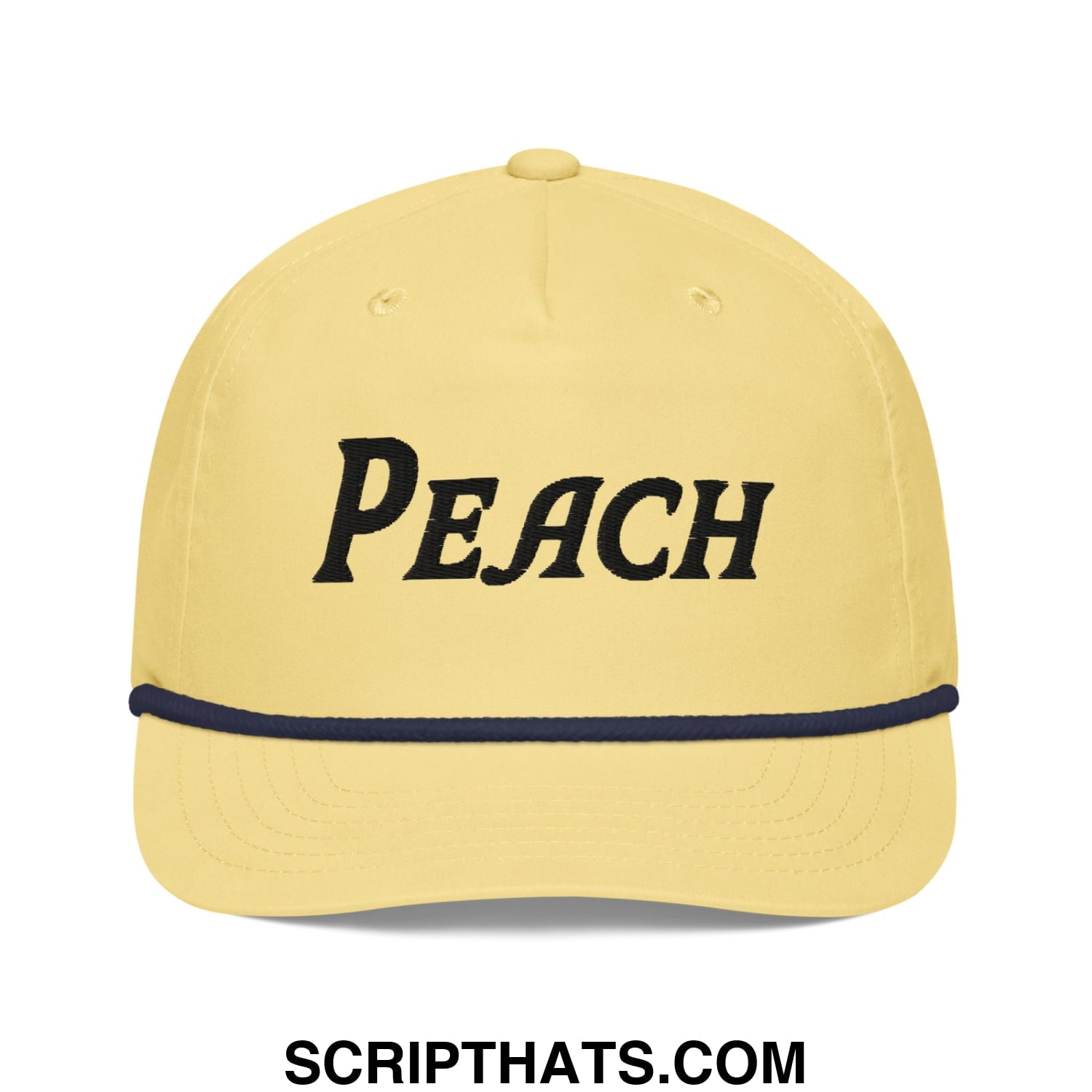 Peach Embroidered Golf Rope Hat Yellow Navy
