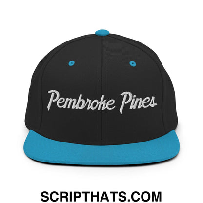 Pembroke Pines Script Snapback Hat Black Teal