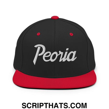 Peoria Script Snapback Hat Black Red