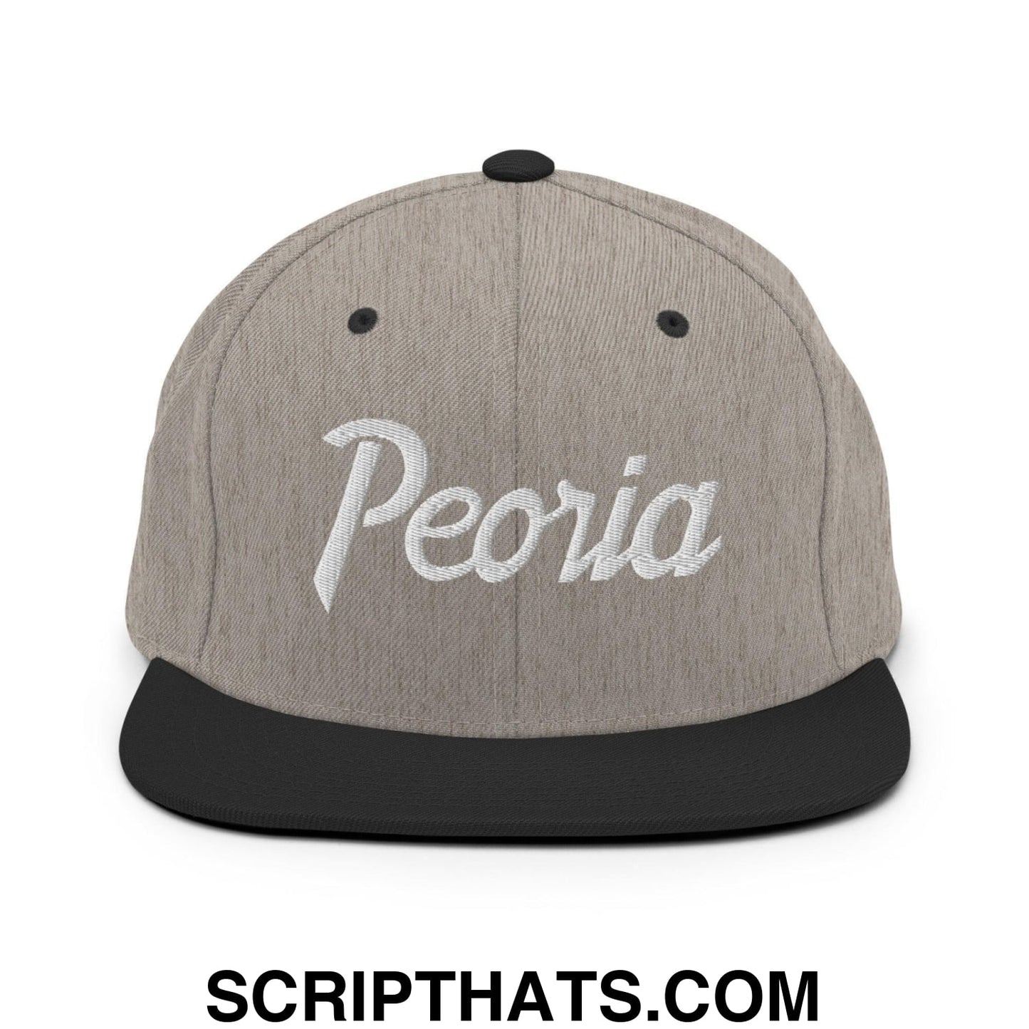 Peoria Script Snapback Hat Heather Black