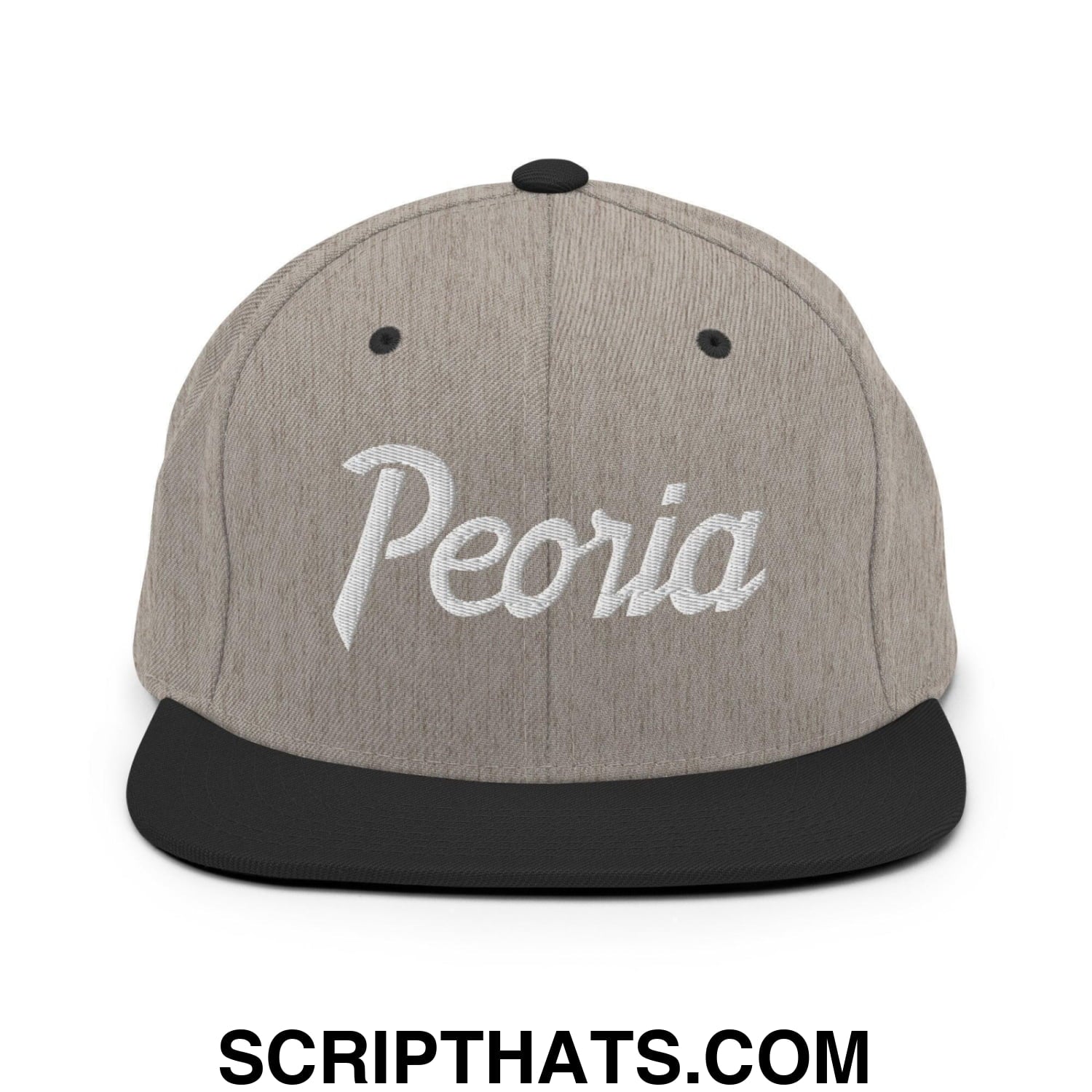 Peoria Script Snapback Hat Heather Black