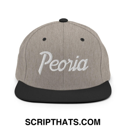 Peoria Script Snapback Hat Heather Black