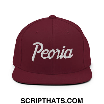 Peoria Script Snapback Hat Maroon
