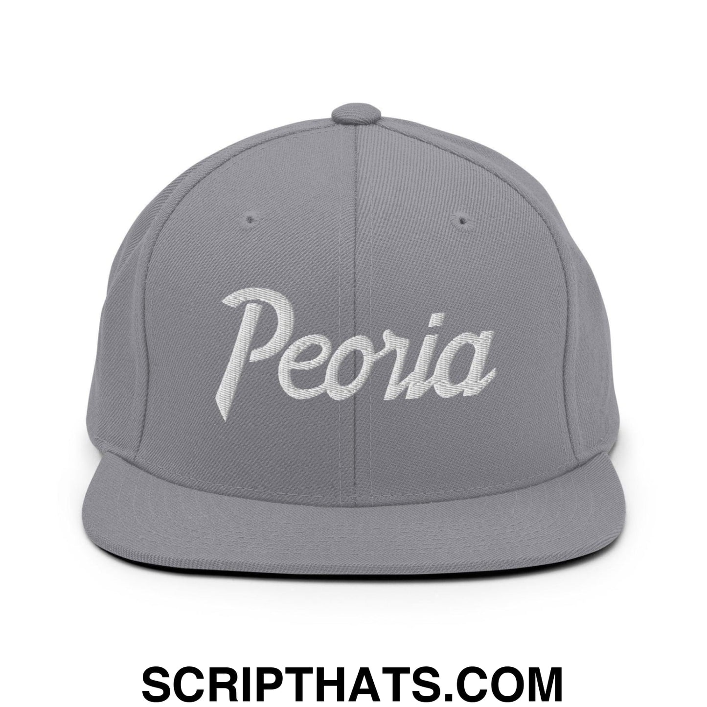 Peoria Script Snapback Hat Silver