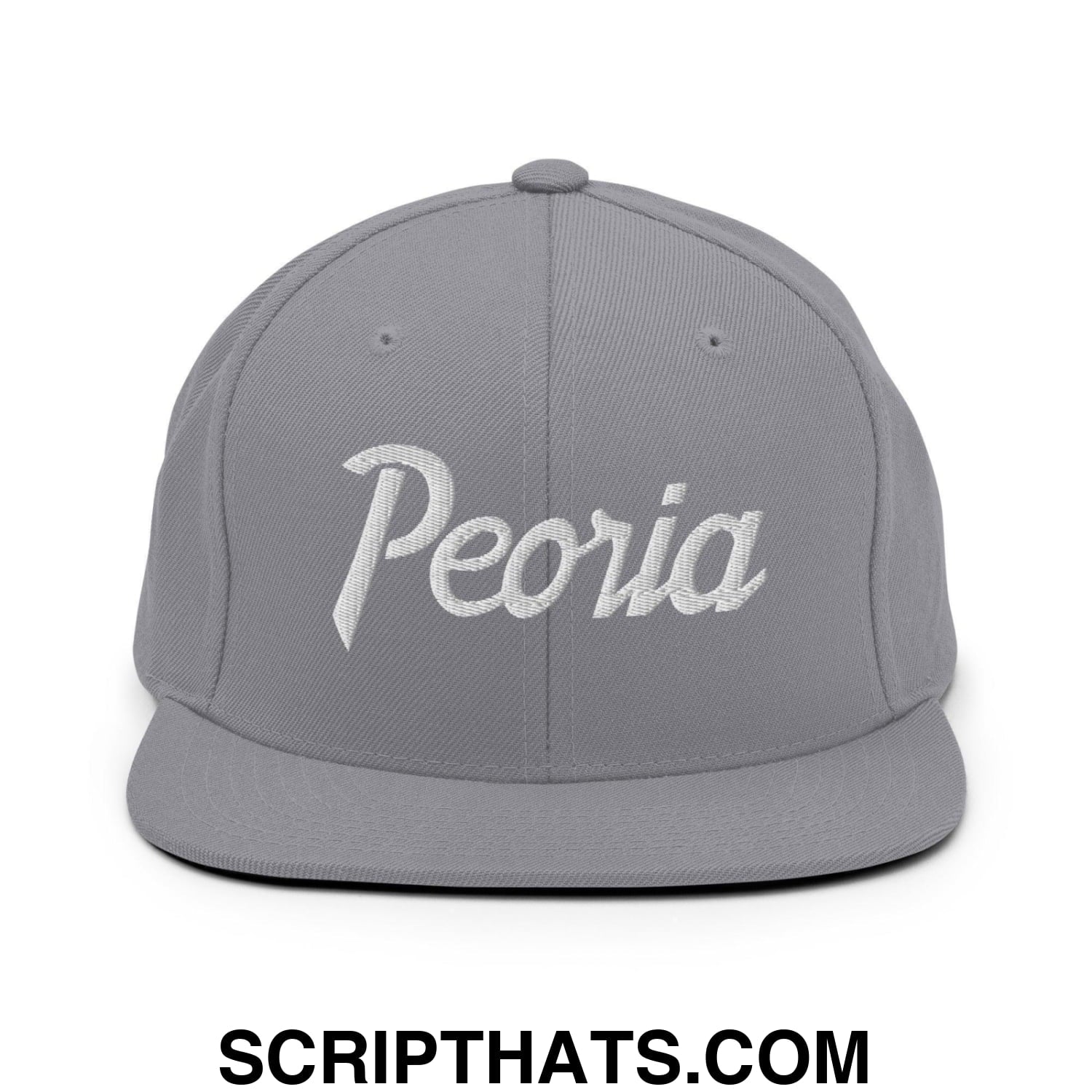 Peoria Script Snapback Hat Silver