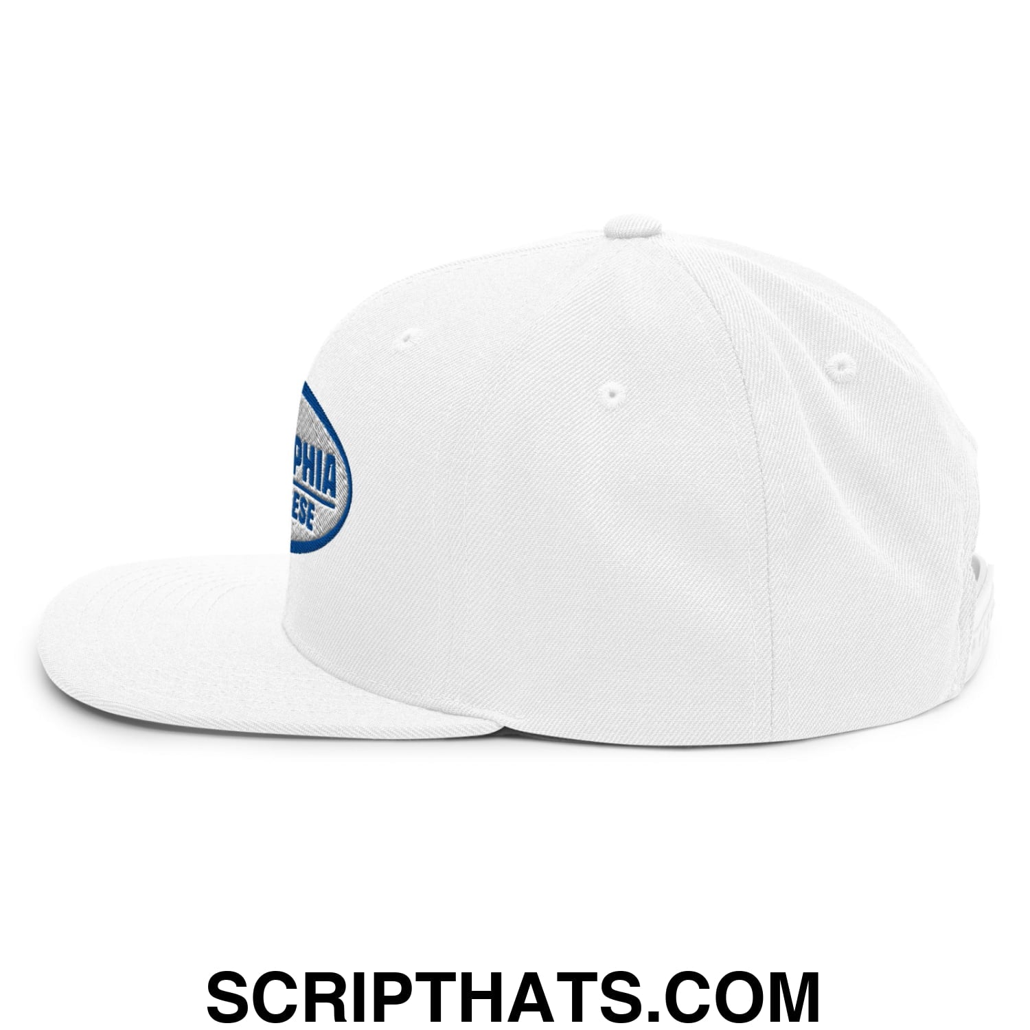 Philadelphia Cream Cheese Embroidered Flat Bill Brim Snapback Hat White