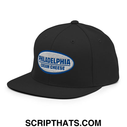 Philadelphia Cream Cheese Embroidered Flat Bill Brim Snapback Hat Black
