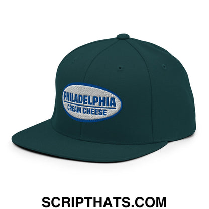 Philadelphia Cream Cheese Embroidered Flat Bill Brim Snapback Hat Spruce