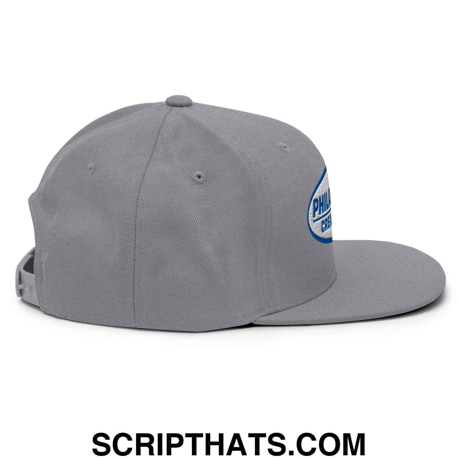 Philadelphia Cream Cheese Embroidered Flat Bill Brim Snapback Hat Silver