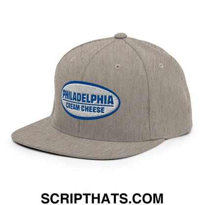 Philadelphia Cream Cheese Embroidered Flat Bill Brim Snapback Hat Heather Grey