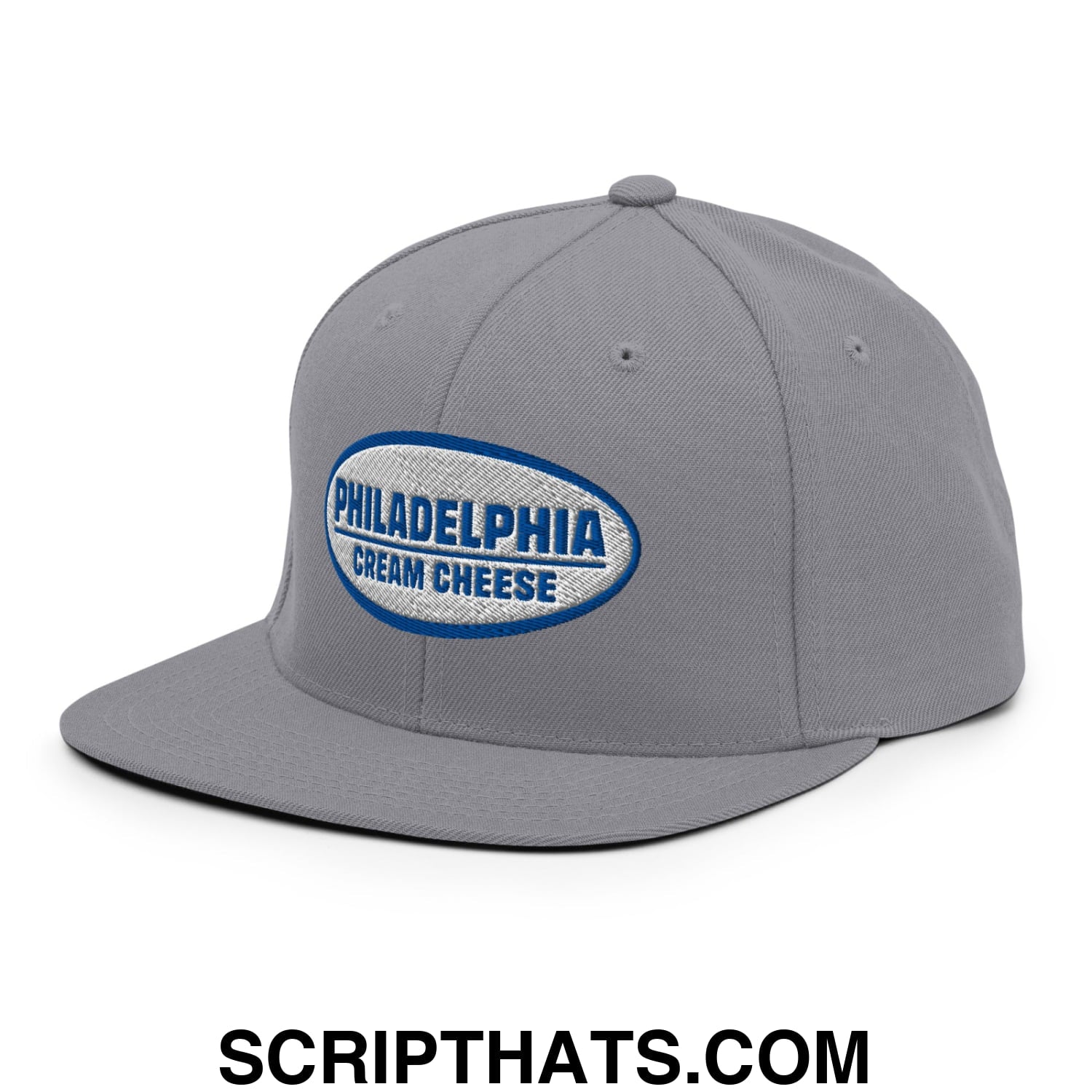 Philadelphia Cream Cheese Embroidered Flat Bill Brim Snapback Hat Silver