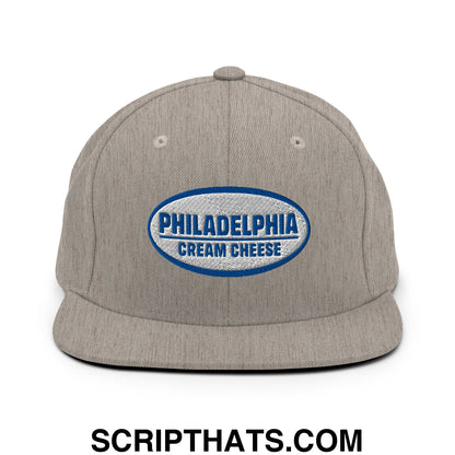 Philadelphia Cream Cheese Embroidered Flat Bill Brim Snapback Hat Heather Grey