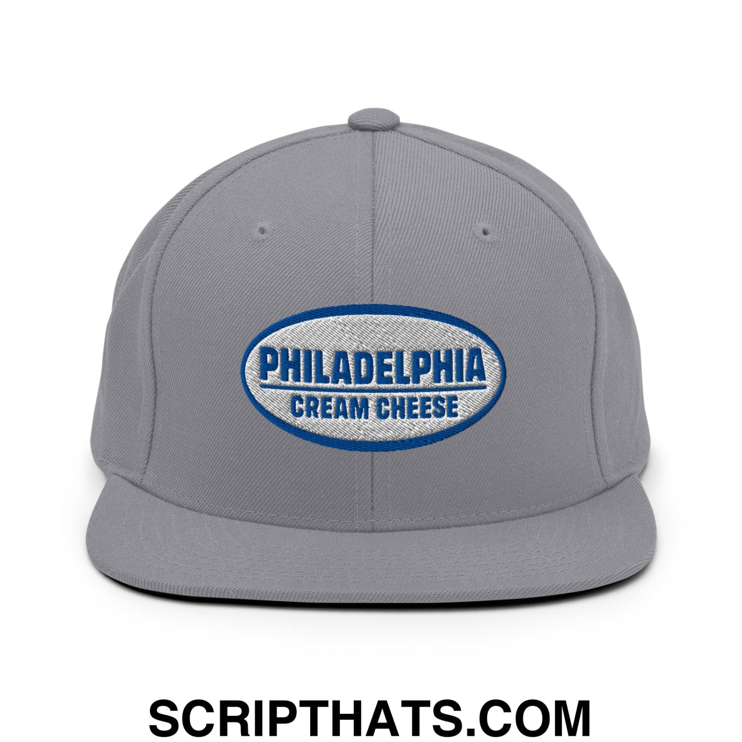 Philadelphia Cream Cheese Embroidered Flat Bill Brim Snapback Hat Silver
