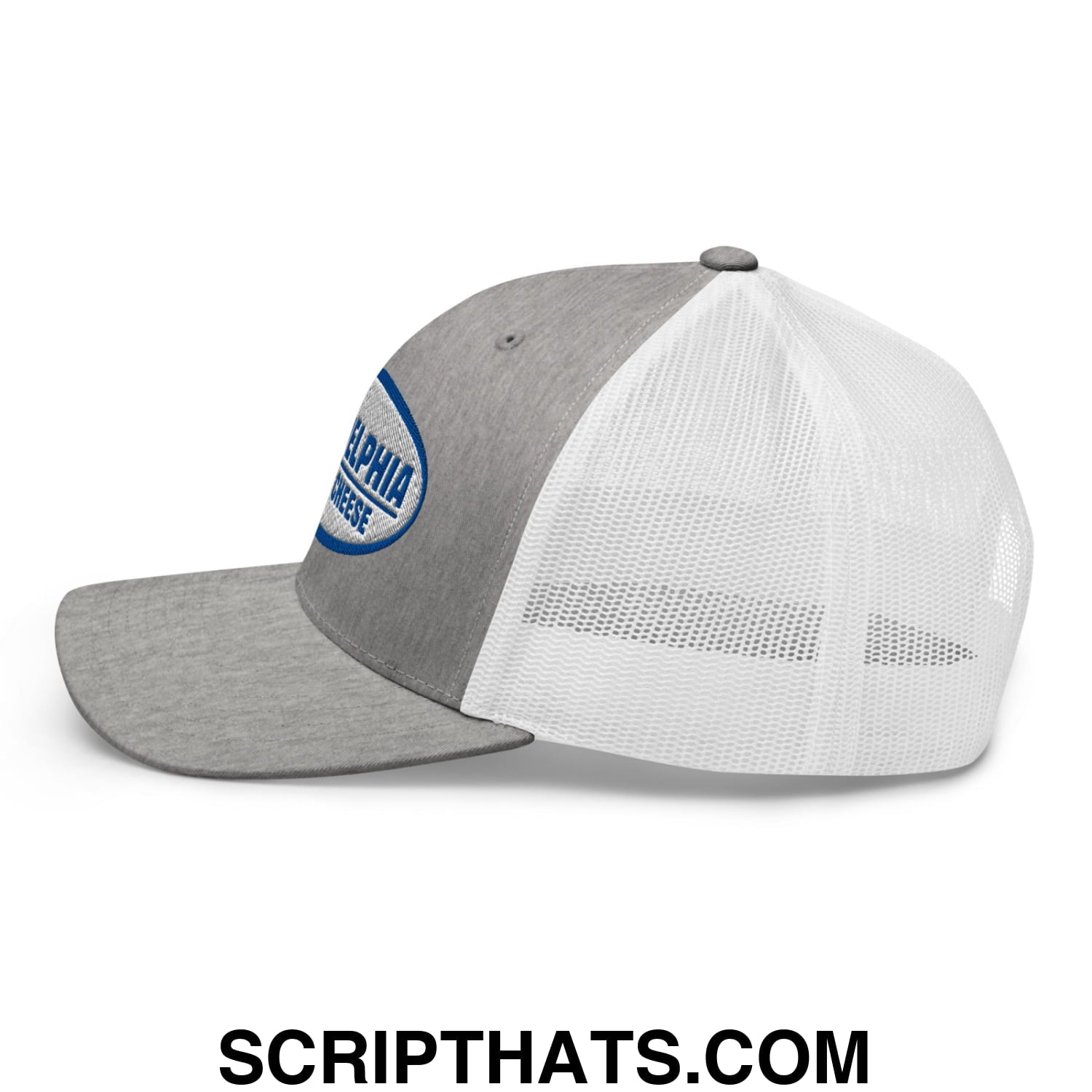 Philadelphia Cream Cheese Embroidered Mesh Trucker Hat Heather Grey White