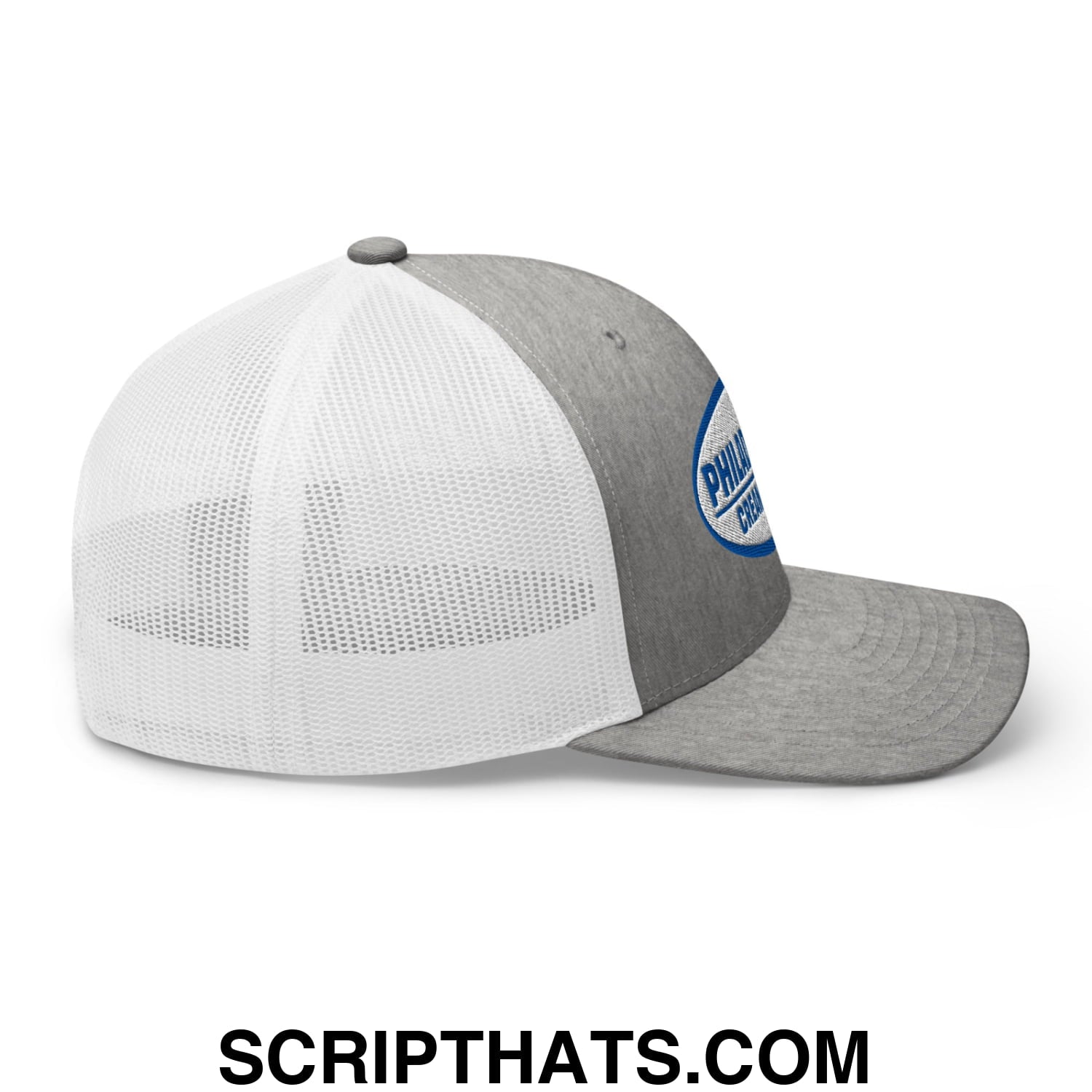 Philadelphia Cream Cheese Embroidered Mesh Trucker Hat Heather Grey White