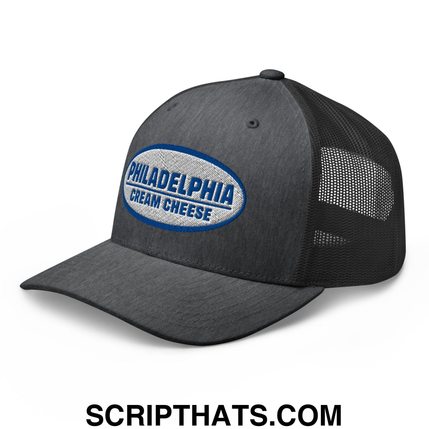Philadelphia Cream Cheese Embroidered Mesh Trucker Hat Dark Heather Gray