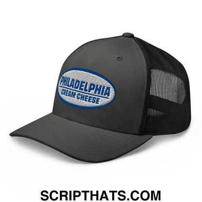 Philadelphia Cream Cheese Embroidered Mesh Trucker Hat Charcoal Black