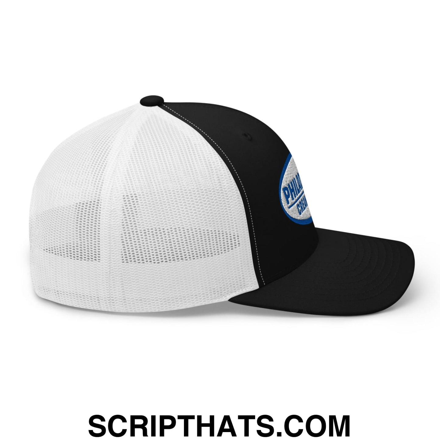 Philadelphia Cream Cheese Embroidered Mesh Trucker Hat Black White