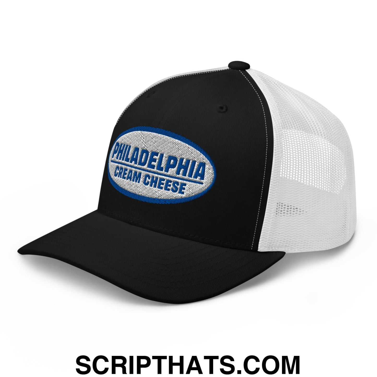 Philadelphia Cream Cheese Embroidered Mesh Trucker Hat Black White