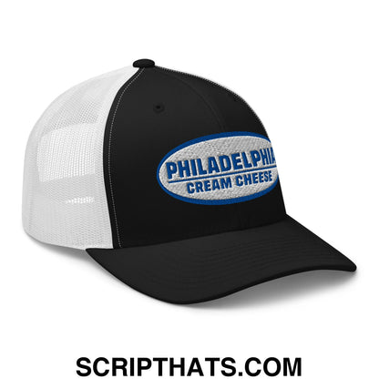 Philadelphia Cream Cheese Embroidered Mesh Trucker Hat Black White