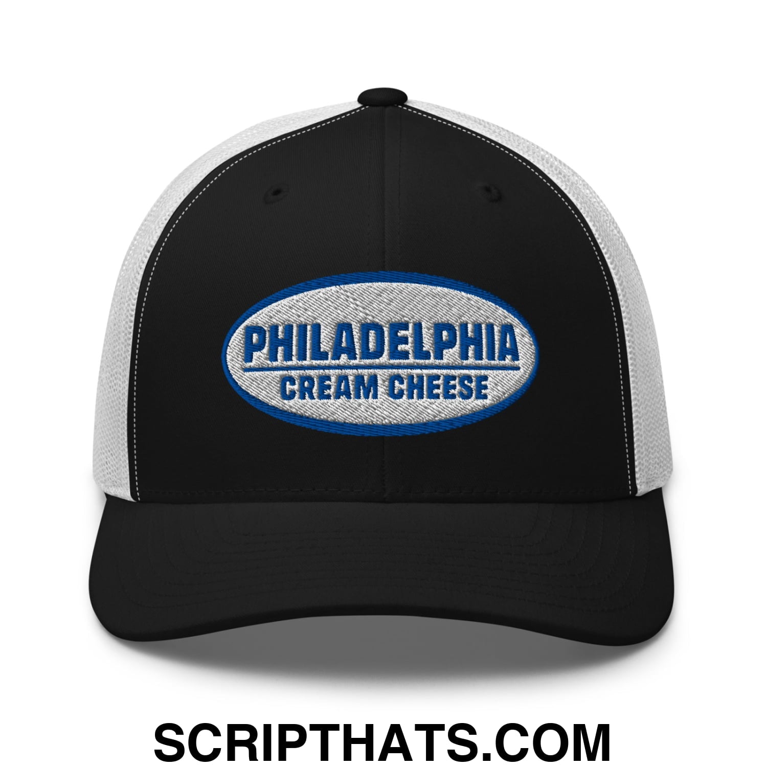 Philadelphia Cream Cheese Embroidered Mesh Trucker Hat Black White