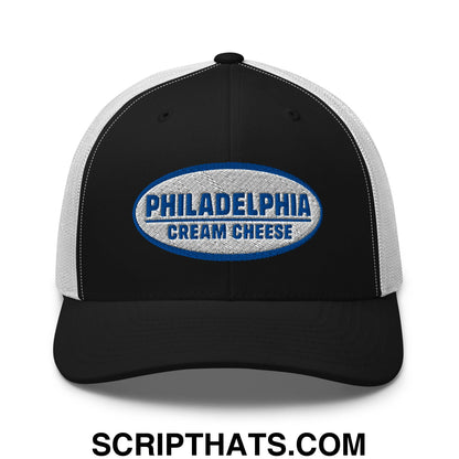 Philadelphia Cream Cheese Embroidered Mesh Trucker Hat Black White