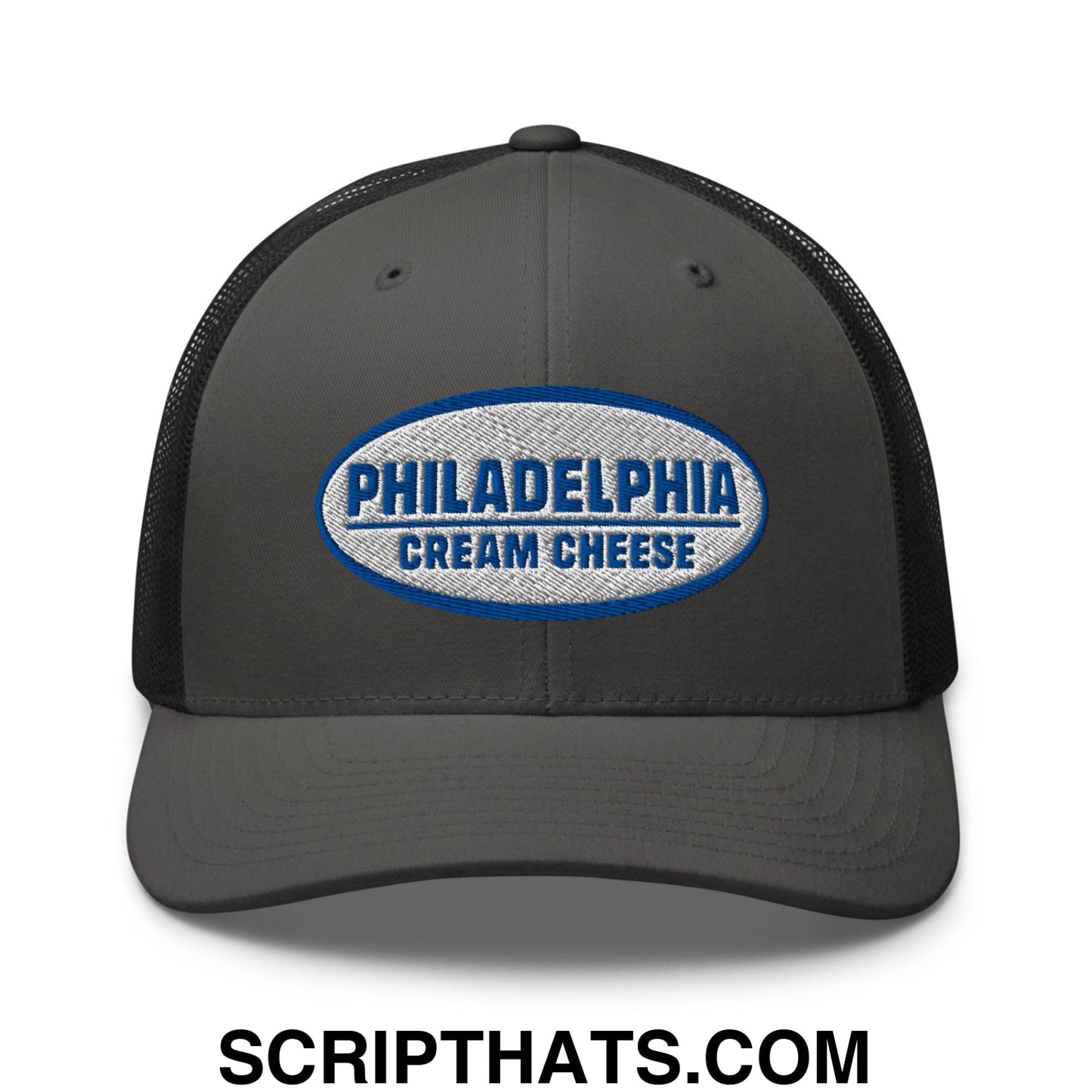 Philadelphia Cream Cheese Embroidered Mesh Trucker Hat Charcoal Black