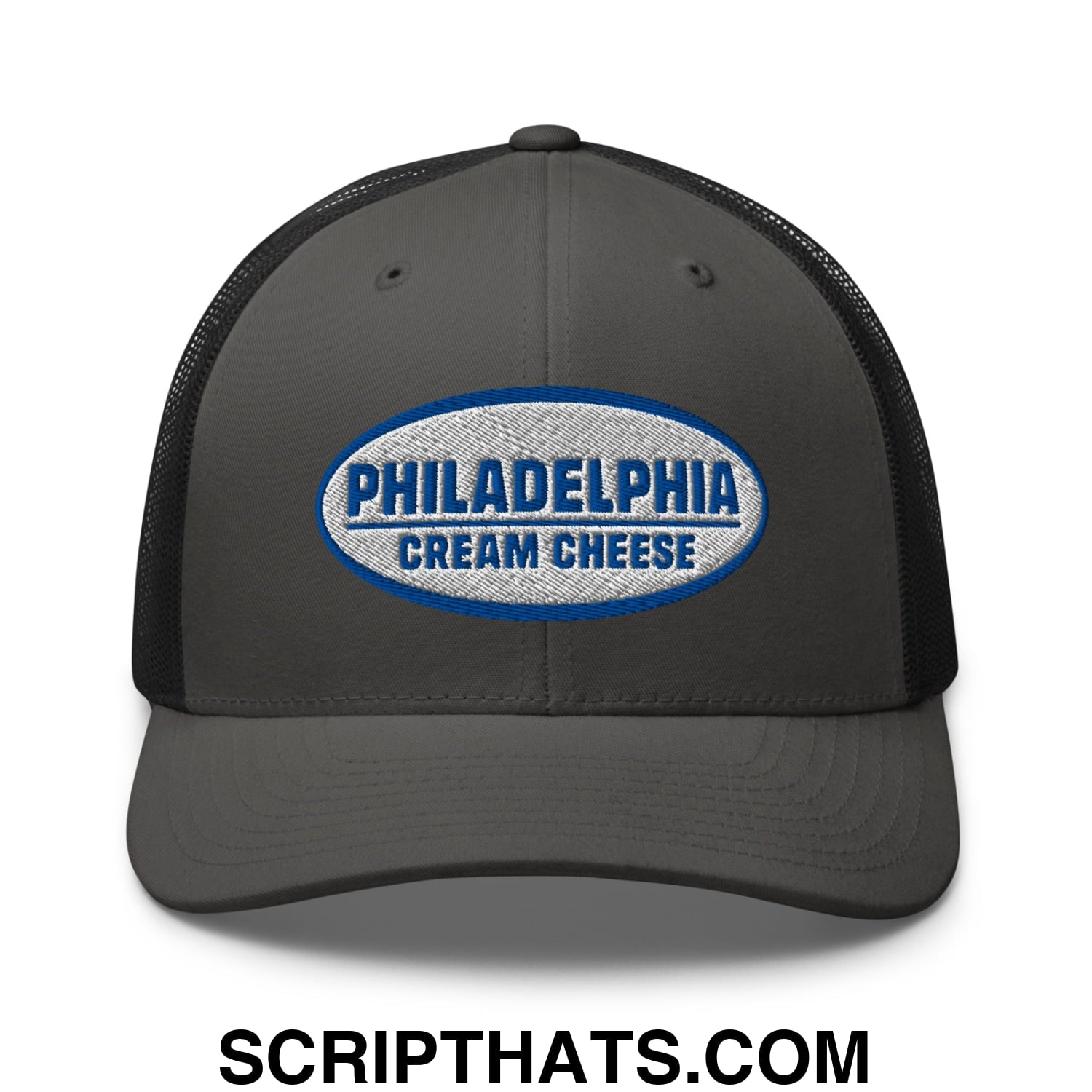Philadelphia Cream Cheese Embroidered Mesh Trucker Hat Charcoal Black