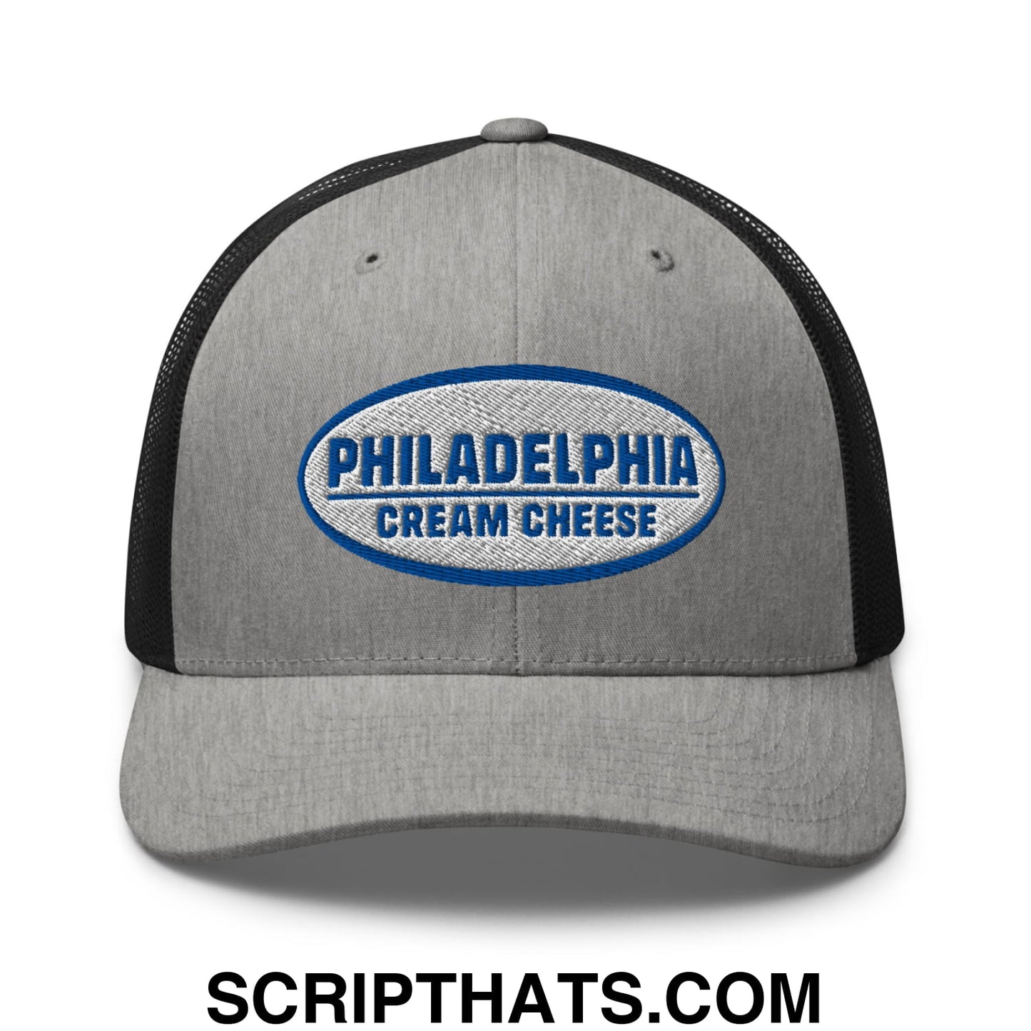 Philadelphia Cream Cheese Embroidered Mesh Trucker Hat Heather Black