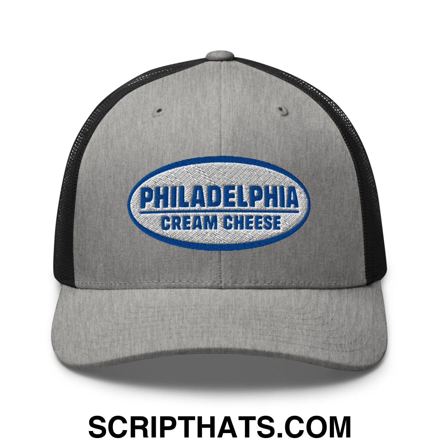 Philadelphia Cream Cheese Embroidered Mesh Trucker Hat Heather Black