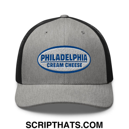 Philadelphia Cream Cheese Embroidered Mesh Trucker Hat Heather Black