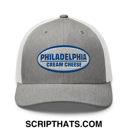Philadelphia Cream Cheese Embroidered Mesh Trucker Hat Heather Grey White