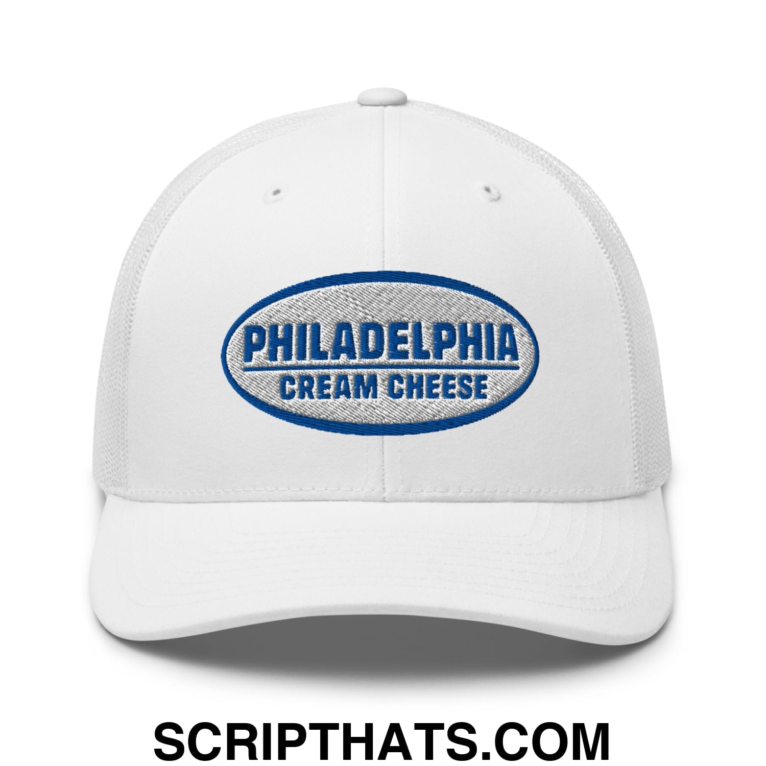 Philadelphia Cream Cheese Embroidered Mesh Trucker Hat White