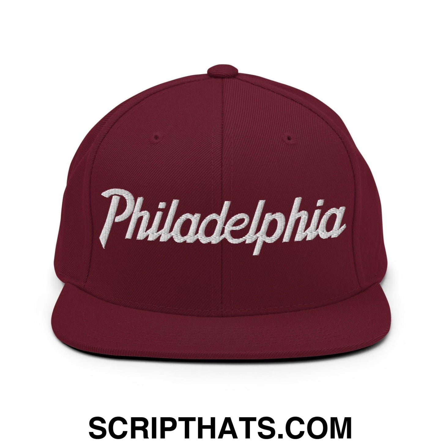 Philadelphia Script Snapback Hat Maroon