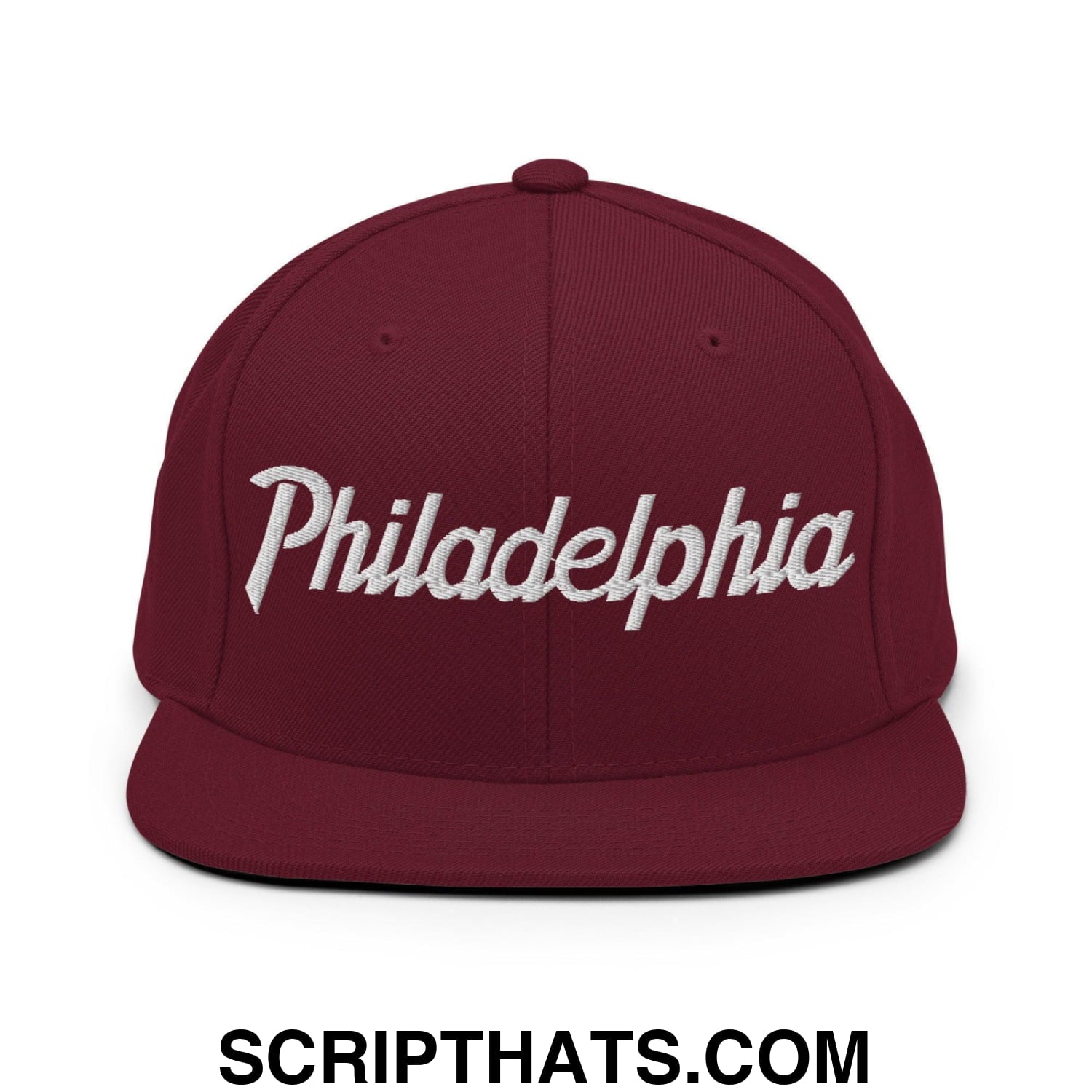 Philadelphia Script Snapback Hat Maroon