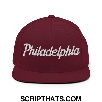 Philadelphia Script Snapback Hat Maroon