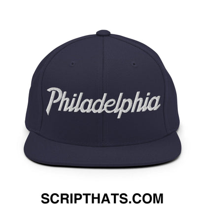 Philadelphia Script Snapback Hat Navy