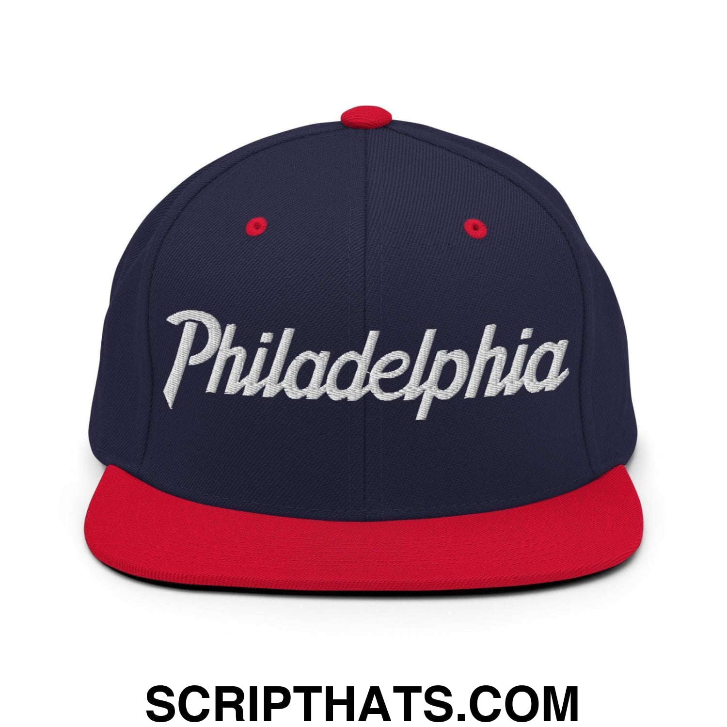 Philadelphia Script Snapback Hat Navy Red