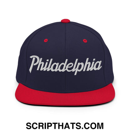 Philadelphia Script Snapback Hat Navy Red