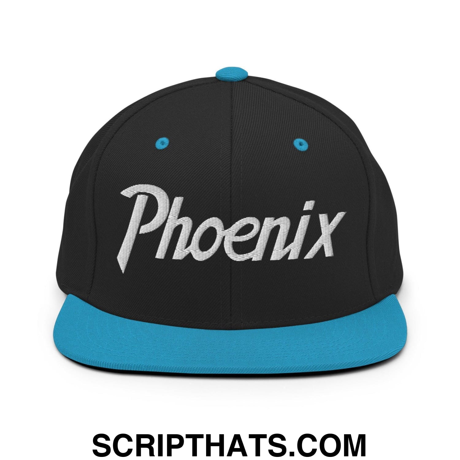 Phoenix Script Snapback Hat Black Teal