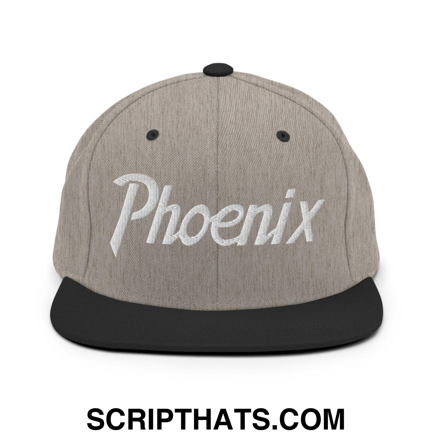 Phoenix Script Snapback Hat Heather Black