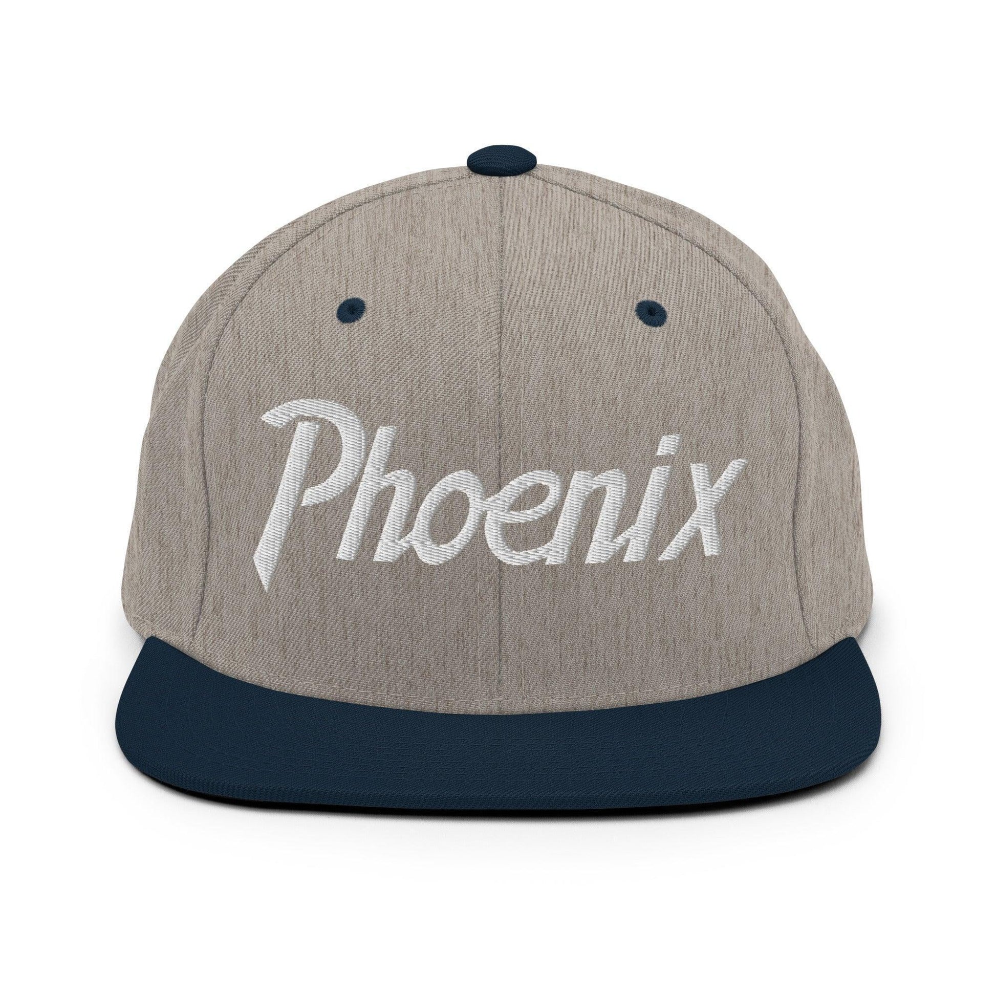 Phoenix Script Snapback Hat Heather Grey/ Navy