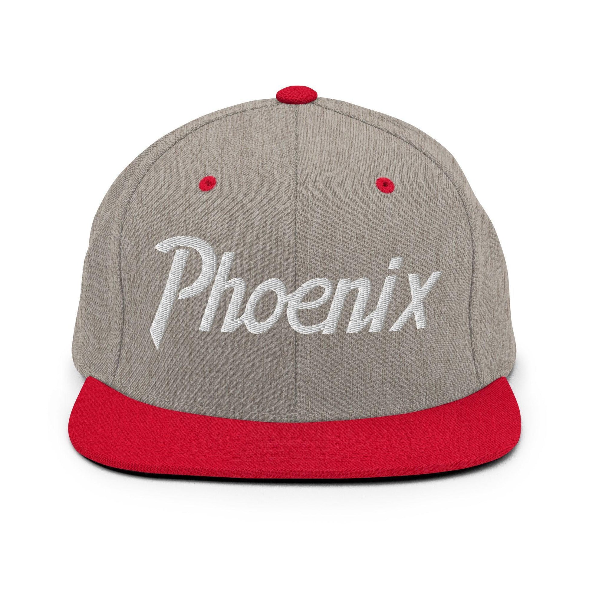 Phoenix Script Snapback Hat Heather Grey/ Red