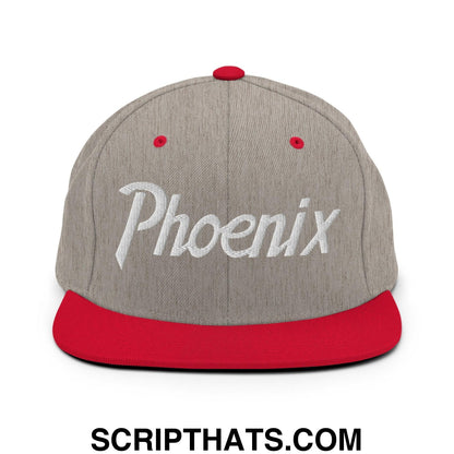 Phoenix Script Snapback Hat Heather Grey Red