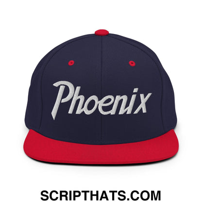 Phoenix Script Snapback Hat Navy Red