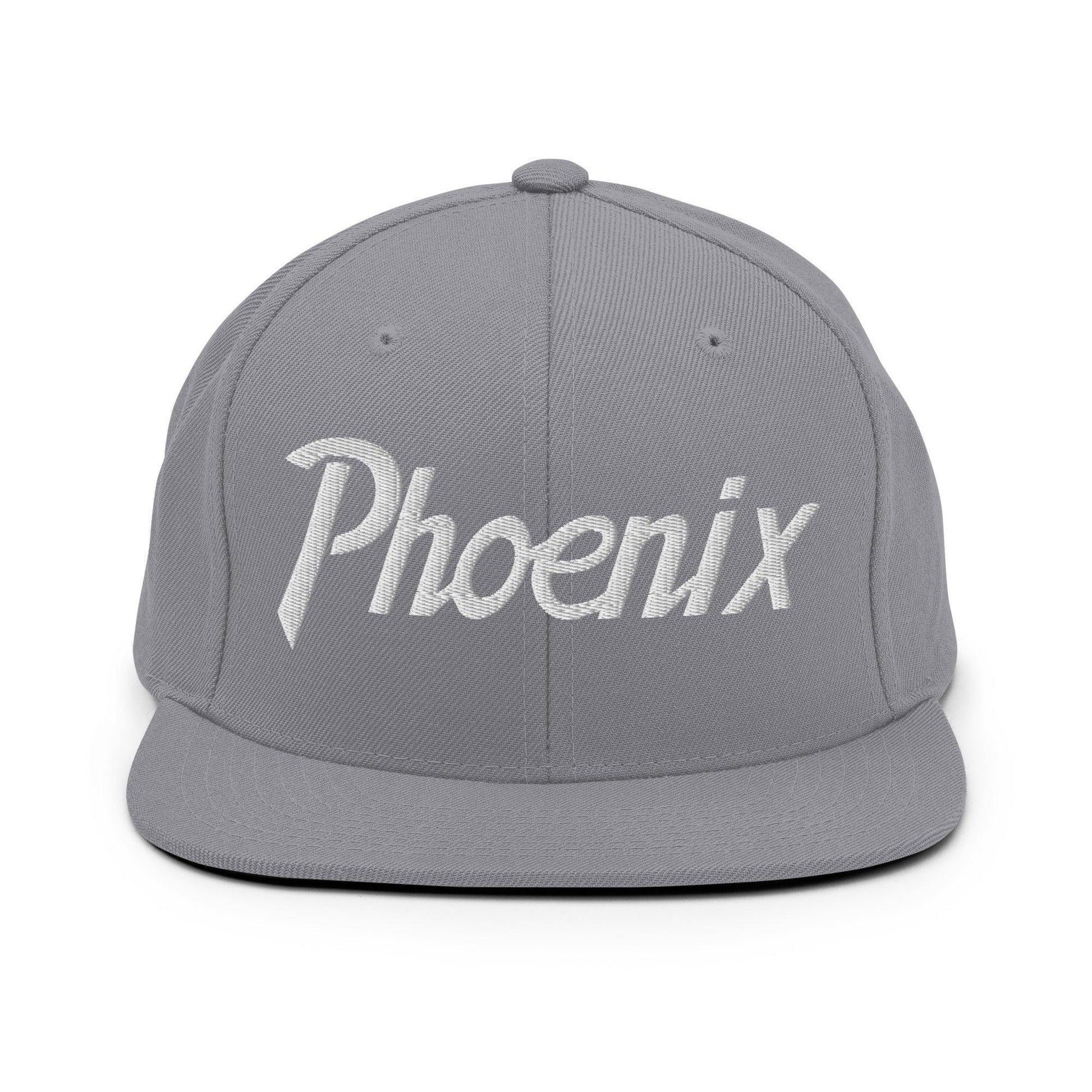 Phoenix Script Snapback Hat Silver